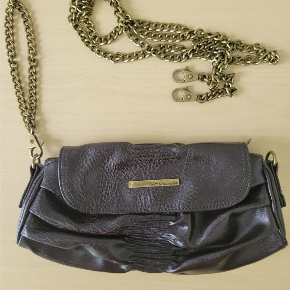 Matt & Nat Vegan leather Brown Crossbody Bag with Gold Hardware
